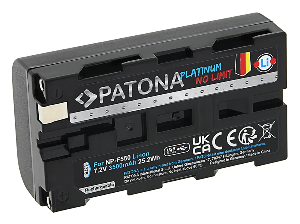 Batterie Sony NP-F550 F330 F570 3500mAh Platinum Li-Ion USB-C
