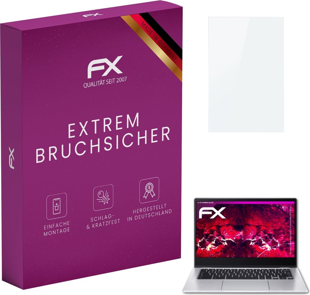 atFoliX FX-Hybrid-Glass Displayfolie kompatibel mit Acer Chromebook Spin 314 Convertible (CP314-1H) Glasfolie