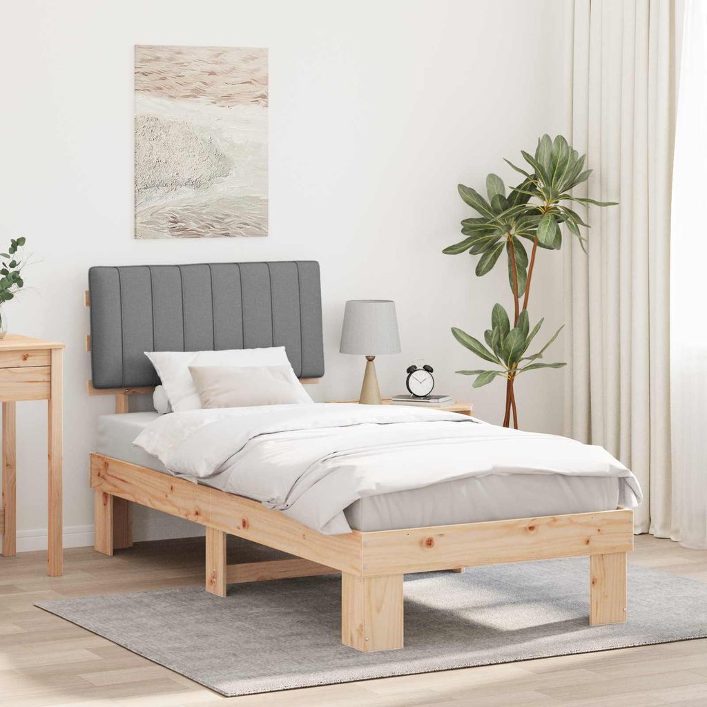 Maison Exclusive - Bettgestell mit gepolstertem Kopfteil Hellgrau 90 x 190 cm