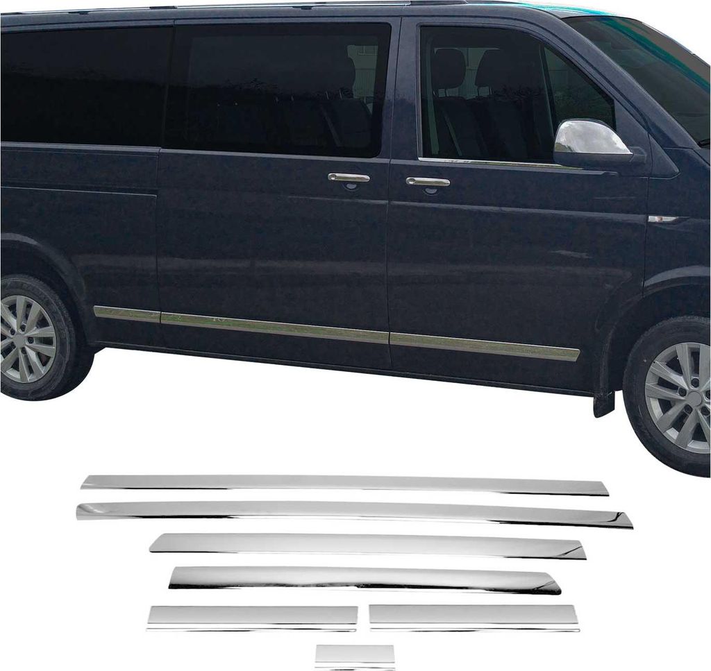 Seitentürleiste Türschutzleiste für VW Caravelle T5 2003-2015 Langer L2 Chrom 4x