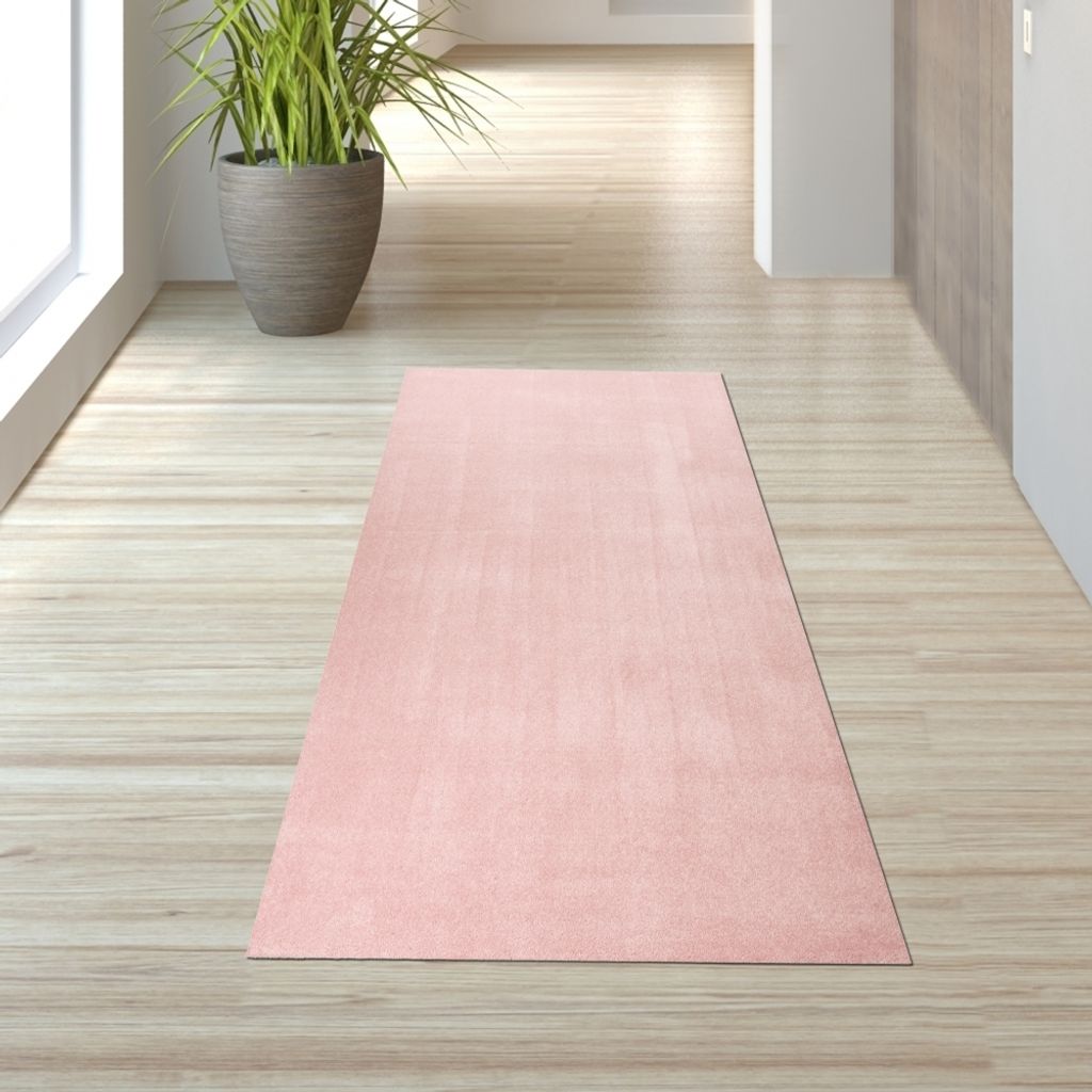 Teppich Rosa Uni praktisch robust pflegeleicht Alltag Größe - 60 x 110 cm