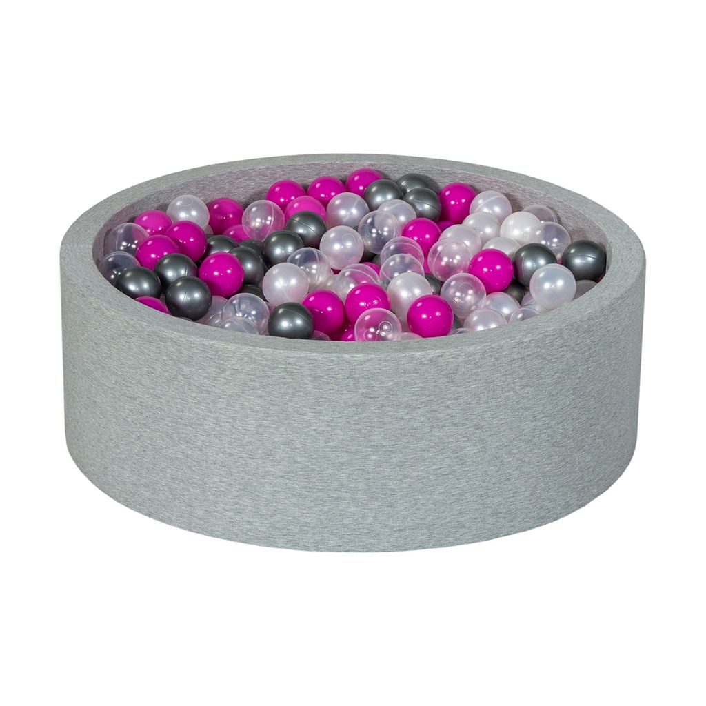 Bällebad Spielplatz + 450 Perlenbälle, transparent, pink, silber