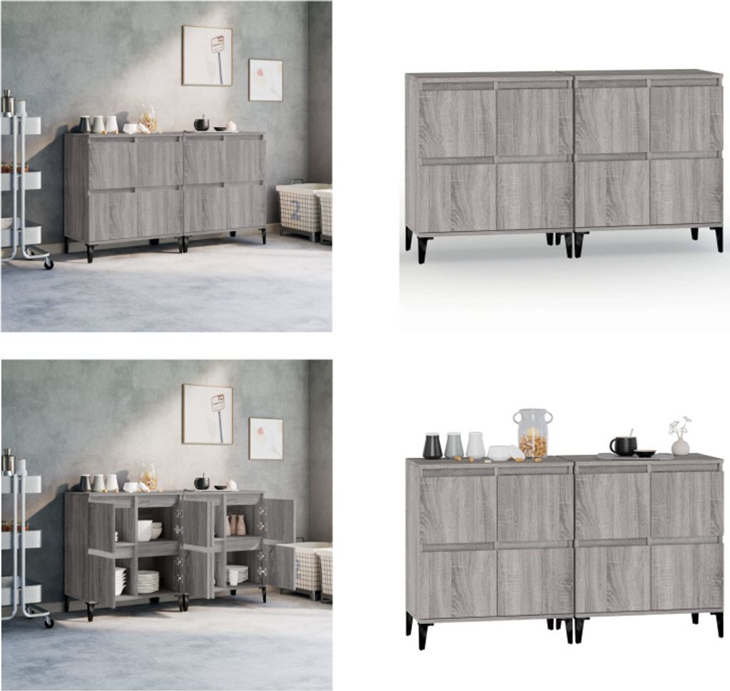 vidaXL Sideboards 2 Stk. Grau Sonoma 60x35x70 cm Holzwerkstoff - Sideboard - Sideboards - Schrank - Aufbewahrungsschrank