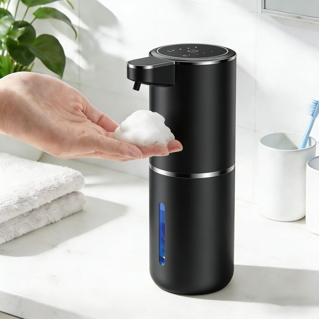 Automatischer, wandmontierter Seifenspender mit Infrarotsensor, 380 ml Fassungsvermögen, kein Bohren erforderlich, USB-aufladbar, wasserdicht (IPX...