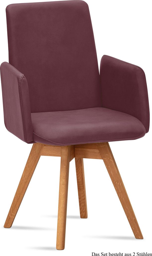 Armlehnstuhl drehbar (2er-Set) Donny 52x92x60 Eiche geölt/Marsala