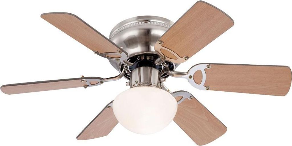 LED Deckenventilator, Nickel matt, Glas, D 76 cm