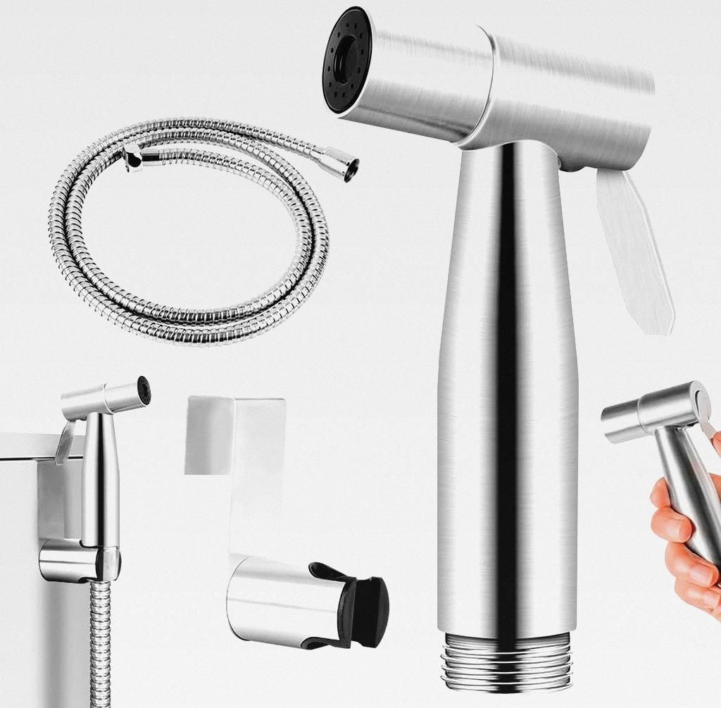 Bidet Edelstahl Handbrause Set Mit Toiletten Sprühkopf, Schlauch und Hakentoilette Duschkopf für Badezimmer, Garten, Balkon, Haustierreinigung