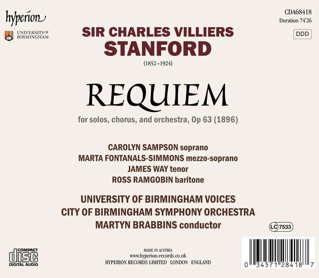 Partition Chorale Requiem op.63 Partition de Musique Classique Grand Format