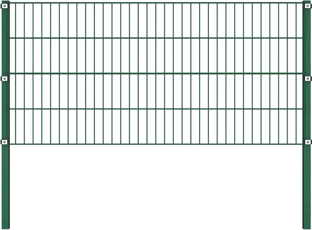 vidaXL Zaunelement mit Pfosten Eisen 349 x 80 cm Grün