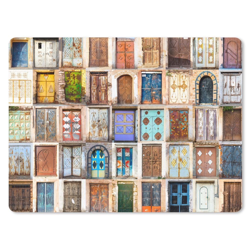 MuchoWow Mauspad Mousepad Türen - Architektur - Vintage - Collage 40x30 cm - Mousepads - Maus Mat - Pad - Mausunterlage - Anti Rutsch