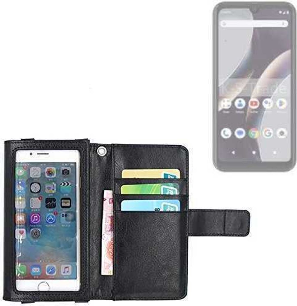 K-S-Trade Handy Hülle Schutz Hülle Kompatibel mit BLU G33 Case mit Displayschutz / Schutzfolie Flip Cover Wallet case Etui Hülle schwarz