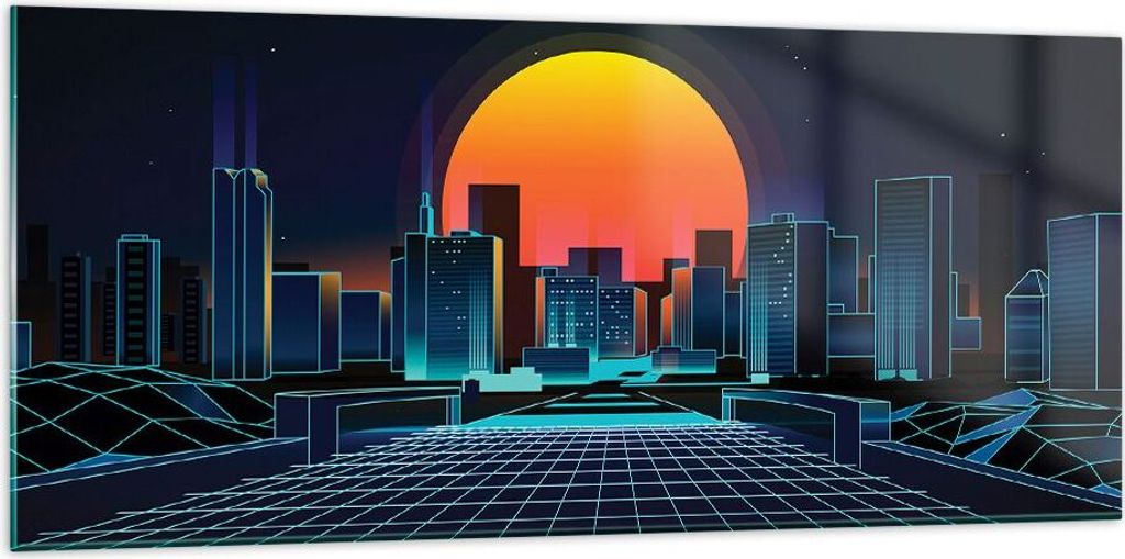 Bilder auf glas - stadt modern - 120x50cm - Glasbilder - Wandbilder - Kunstdruck - zum Aufhängen bereit - Wanddekoration aus Glas - Glas Bilder - ...