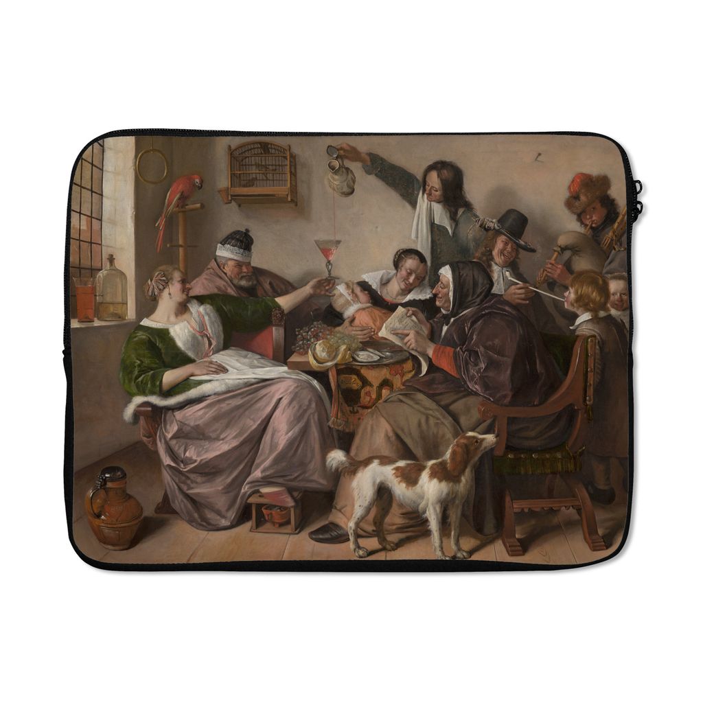 MuchoWow Laptop Hülle 17 Zoll Laptoptasche So früh wie gesungen, so spät wie geguckt - Jan Steen - Zipper - Schutzabdeckung