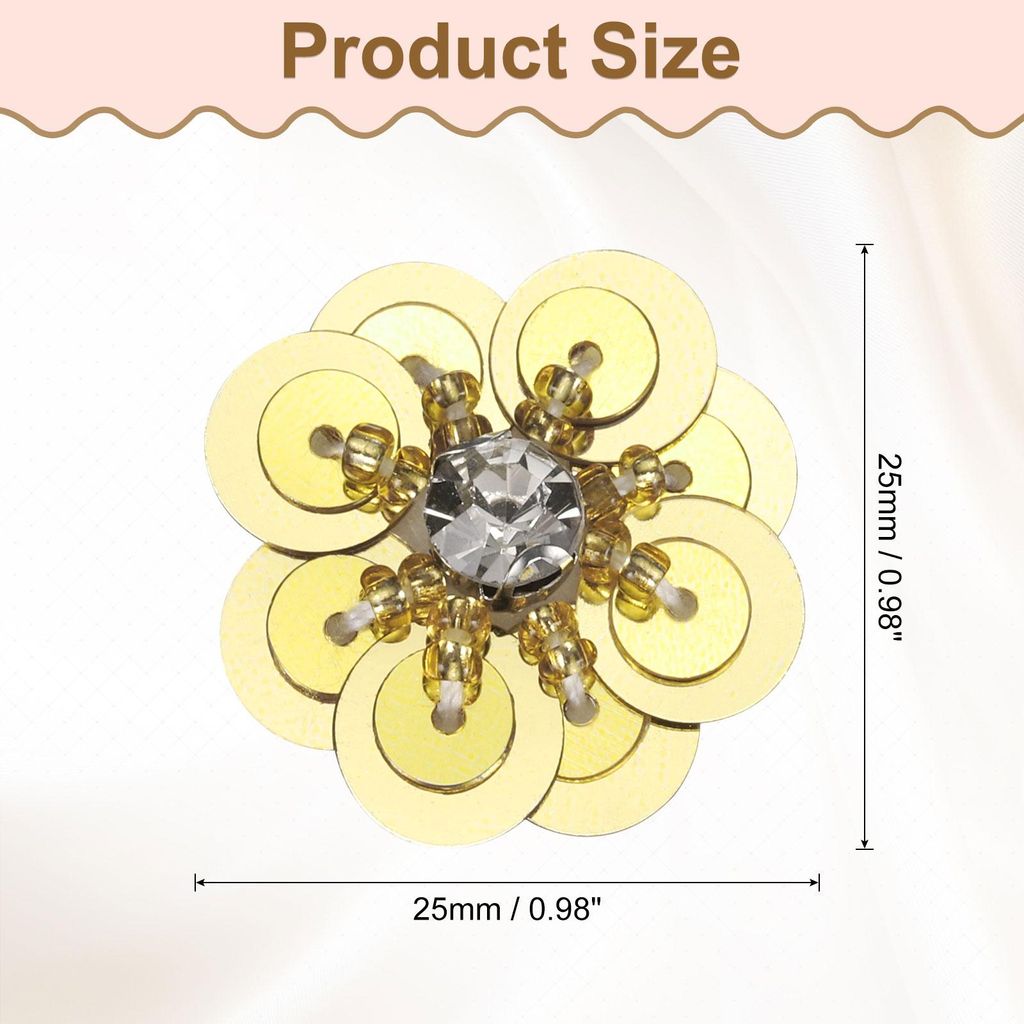 10 Stš¹ck Pailletten Perlen Blumen Patches, 25mm Handgemachte Paillette Kristall Applikation N?hen Perlen Blumen Applikation fš¹r Kleid Taschen...