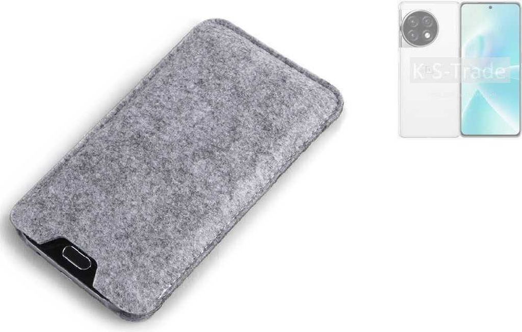 K-S-Trade Filz Handyhülle kompatibel mit OnePlus 12R Schutzhülle Filztasche Filz Tasche Case Sleeve Handy Hülle Filzhülle grau