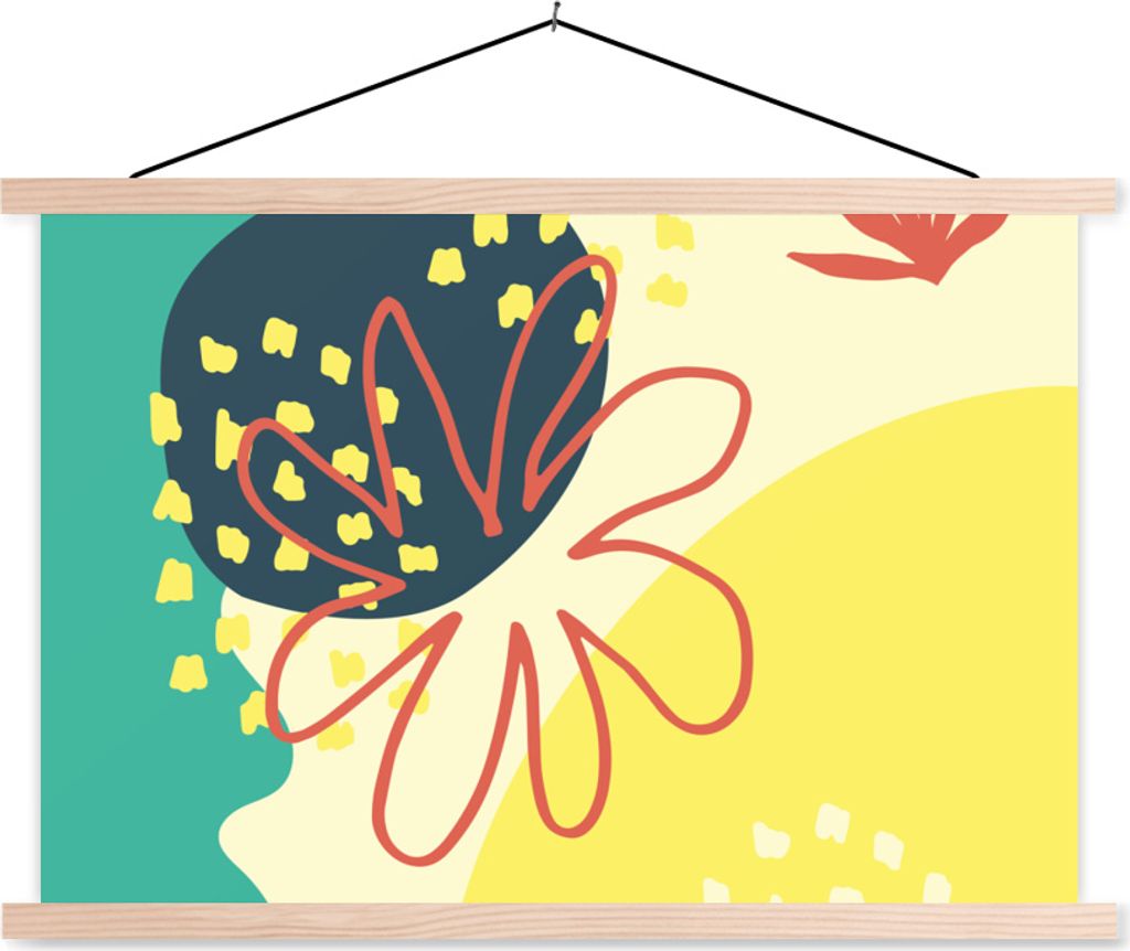 MuchoWow Textilposter Sommer - Blume - Pastell 60x40 cm mit holzfarbenen Rahmen - Bilder