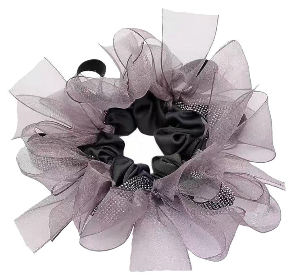 Haarband aus Organza mit Schleife, Haargummi mit funkelnden Strasssteinen, Haargummi, Haarstyling-Werkzeug, Haaraccessoires