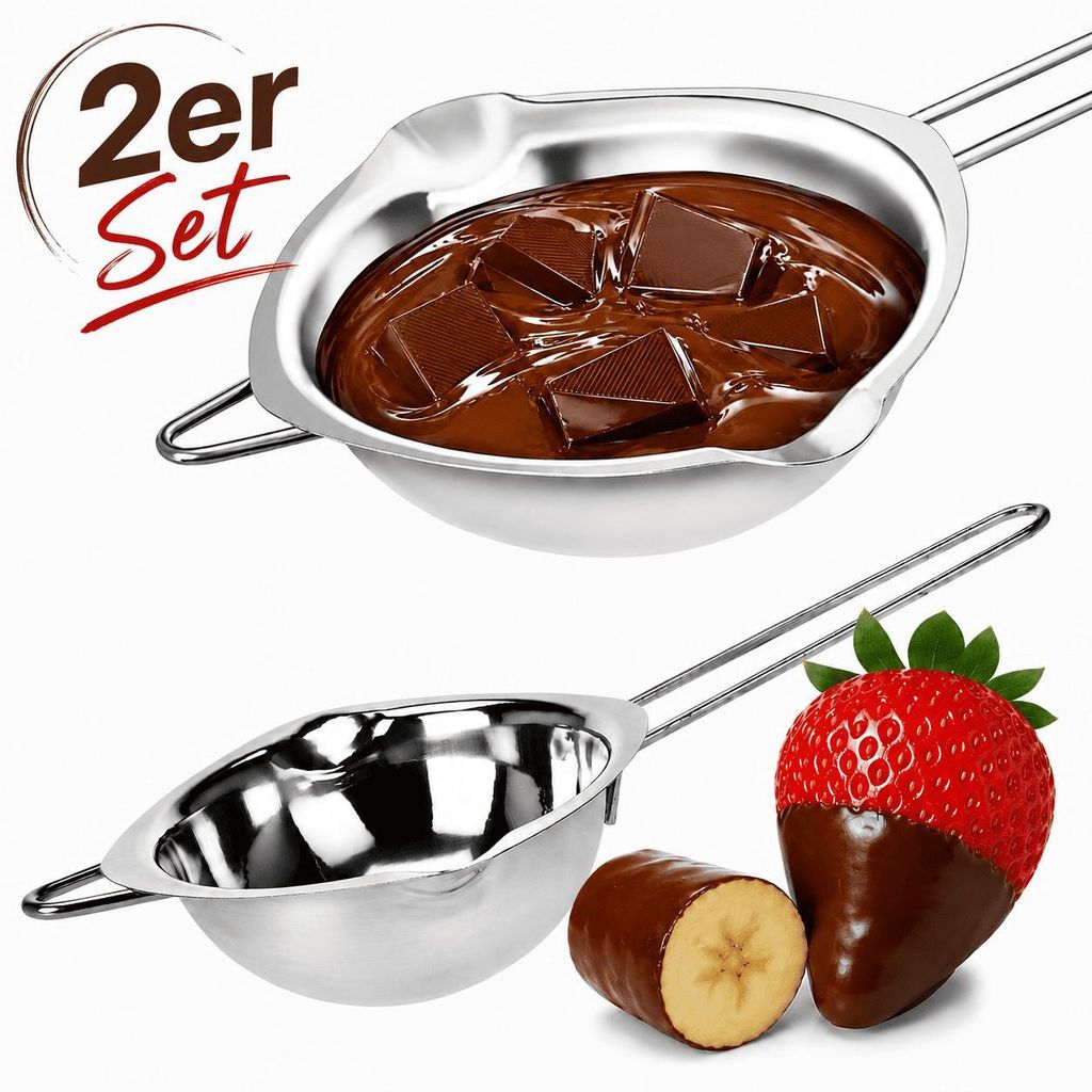 2er Set Wasserbad Schmelztopf Schokolade Glasur Butter Produktbild 