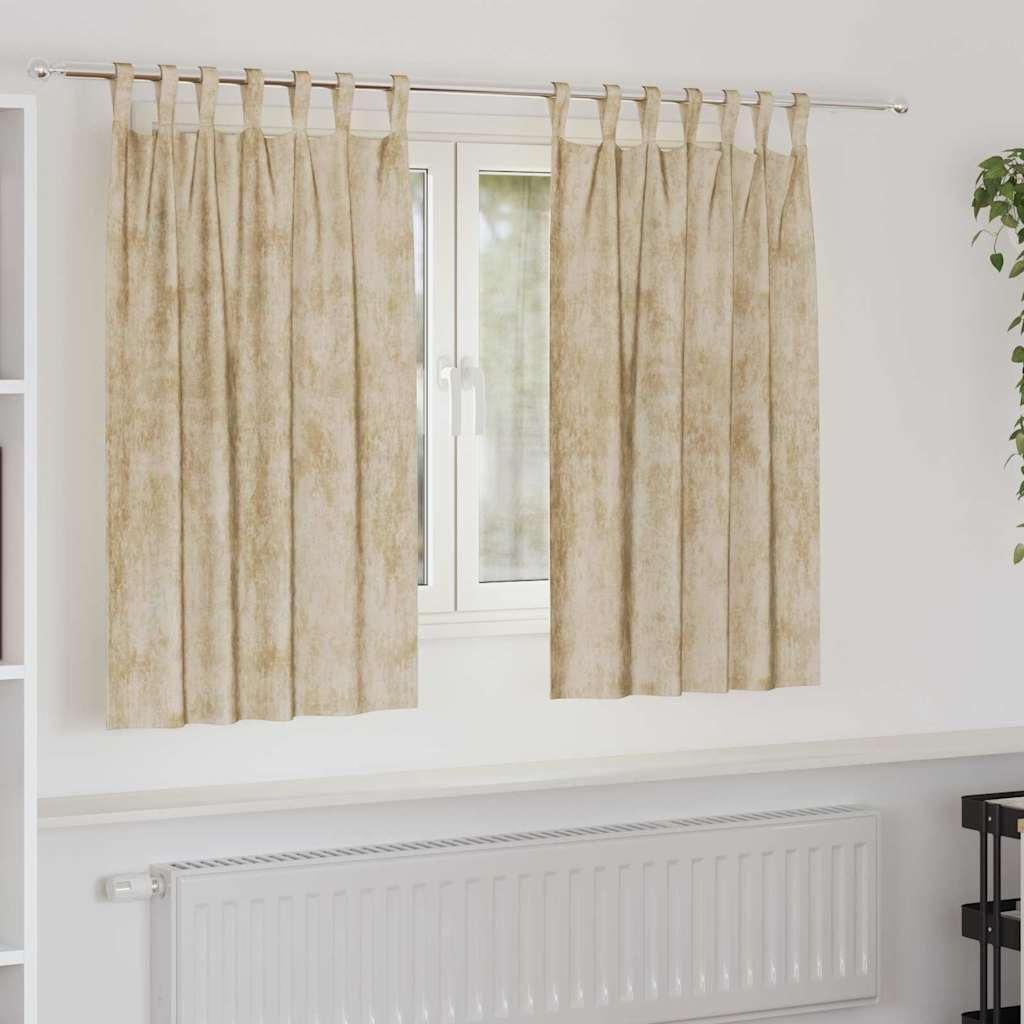 Samtvorhänge mit Vorhängen 2 pcs Creme 140 x 140 cm Samt