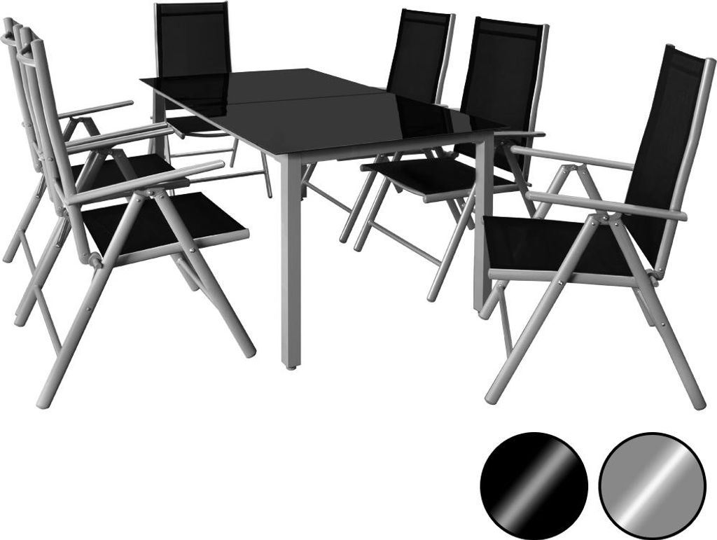 CASARIA® Salon de jardin aluminium 6 personnes table Image du produit 