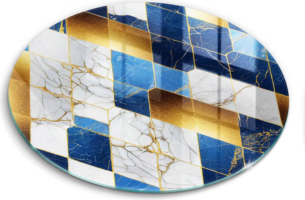 Glasschneideplatte - Herdabdeckplatte - fi30 cm -Schneidebrett - Spritzschutz - Goldene Rombs Marmor