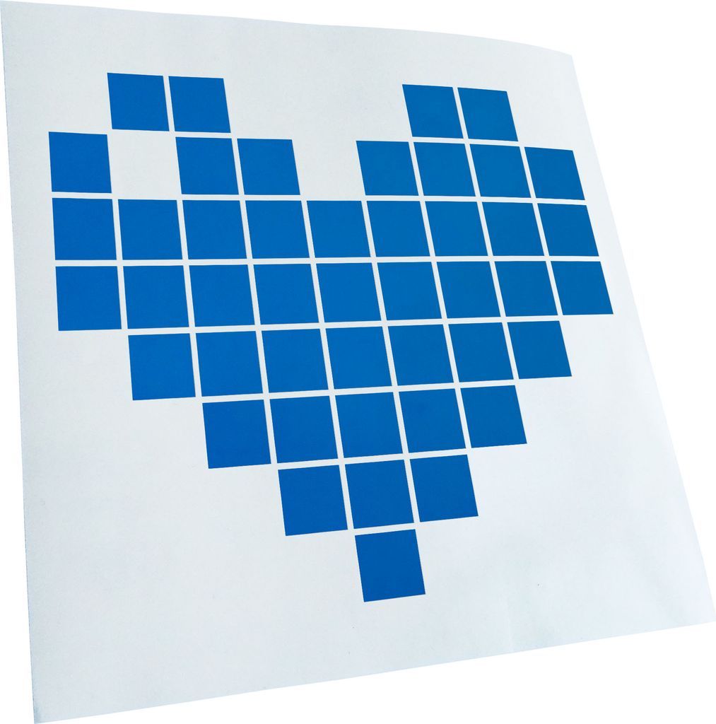 Kiwistar - Autoaufkleber - azurblau - 30 x 28 cm - 8-Bit Herz - Heckscheibenaufkleber - Aufkleber für Auto Kfz Fahrrad, LKW, Truck Mofa