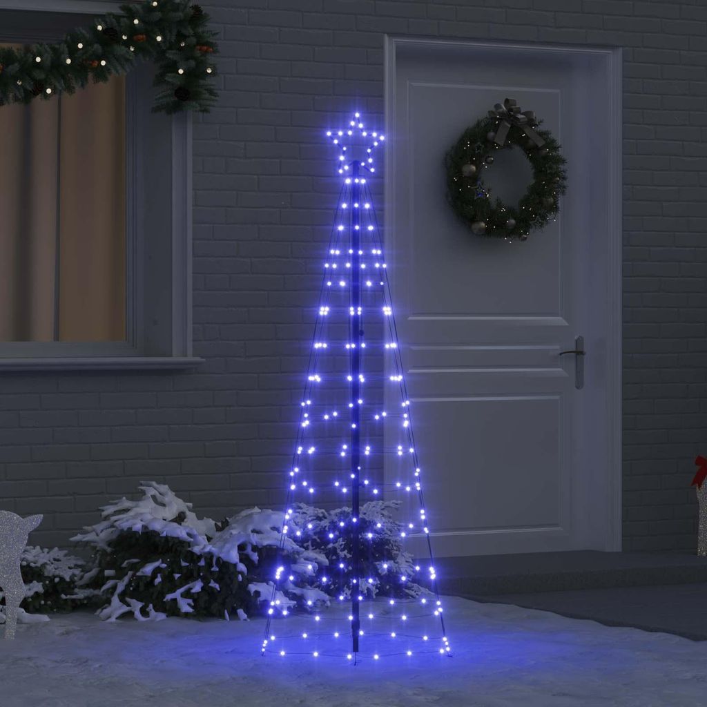 vidaXL Arbre de Noël LED avec piquets de terre bleu 250 cm Image du produit 