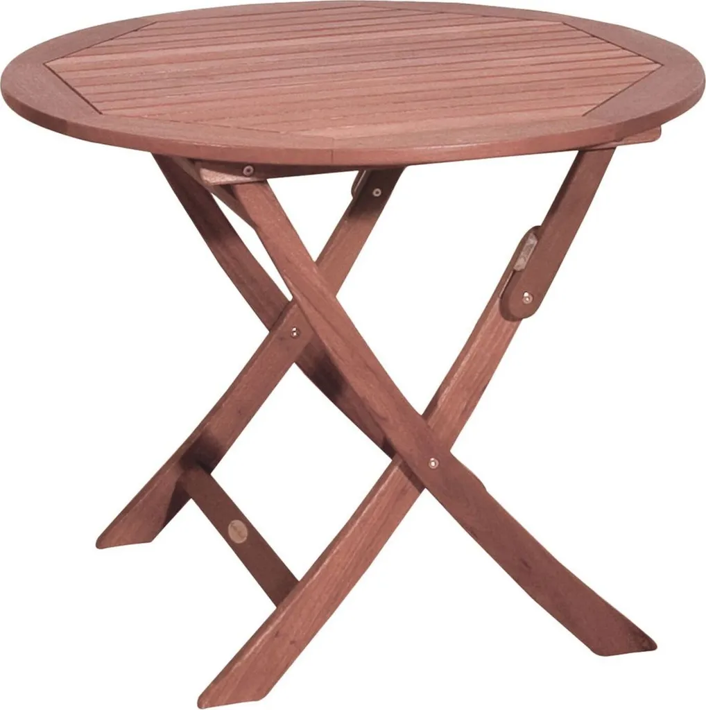 Table d'extérieur ronde Stockholm marron en bois résistant 985072