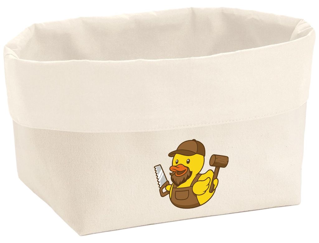 Huuraa Organizer Quietscheente Schreinerei Comic Gummiente 8 Liter Large Canvas Baumwolle Utensilo Geschenkidee