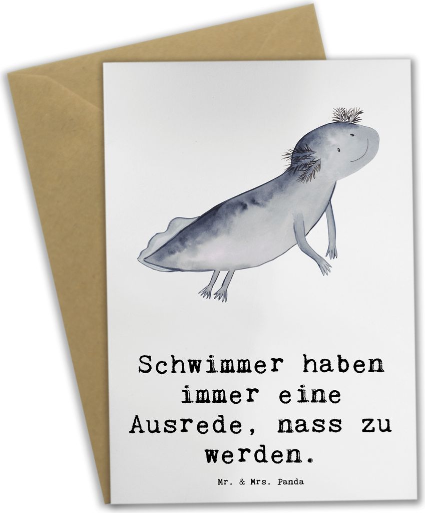 Mr. & Mrs. Panda Grußkarte Schwimmen Ausrede - Weiß - Geschenk, Teamsport, Sportler, Schwimmfreunde, Grußkarten, osterkarte, Wasserfitness, weih...