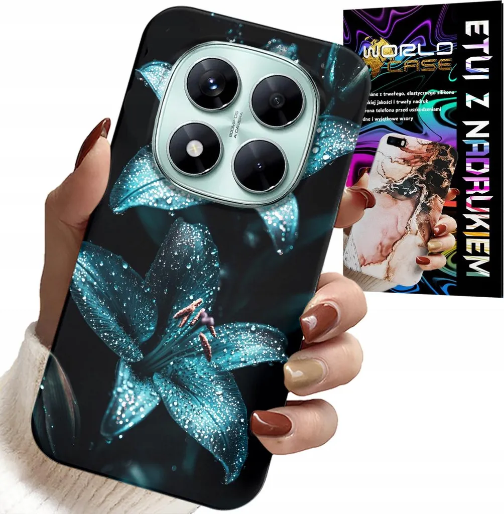 Custodia Xiaomi Note 14 Pro 5G - Gigli Turchesi con Vetro Temperato