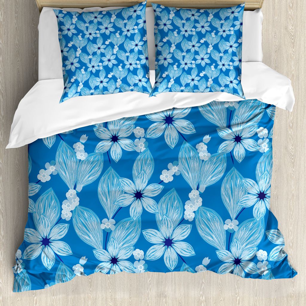 ABAKUHAUS Blumen Bettbezug Set für Einzelbetten, Top View Blütenblätter Szene, Milbensicher Allergiker geeignet mit Kissenbezug, 200 cm x 200 cm...