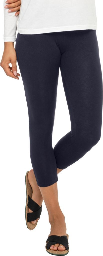 Celodoro Damen Leggings (3/4 Capri), Stretch-Jersey Hose aus Baumwolle - Dunkelblau L