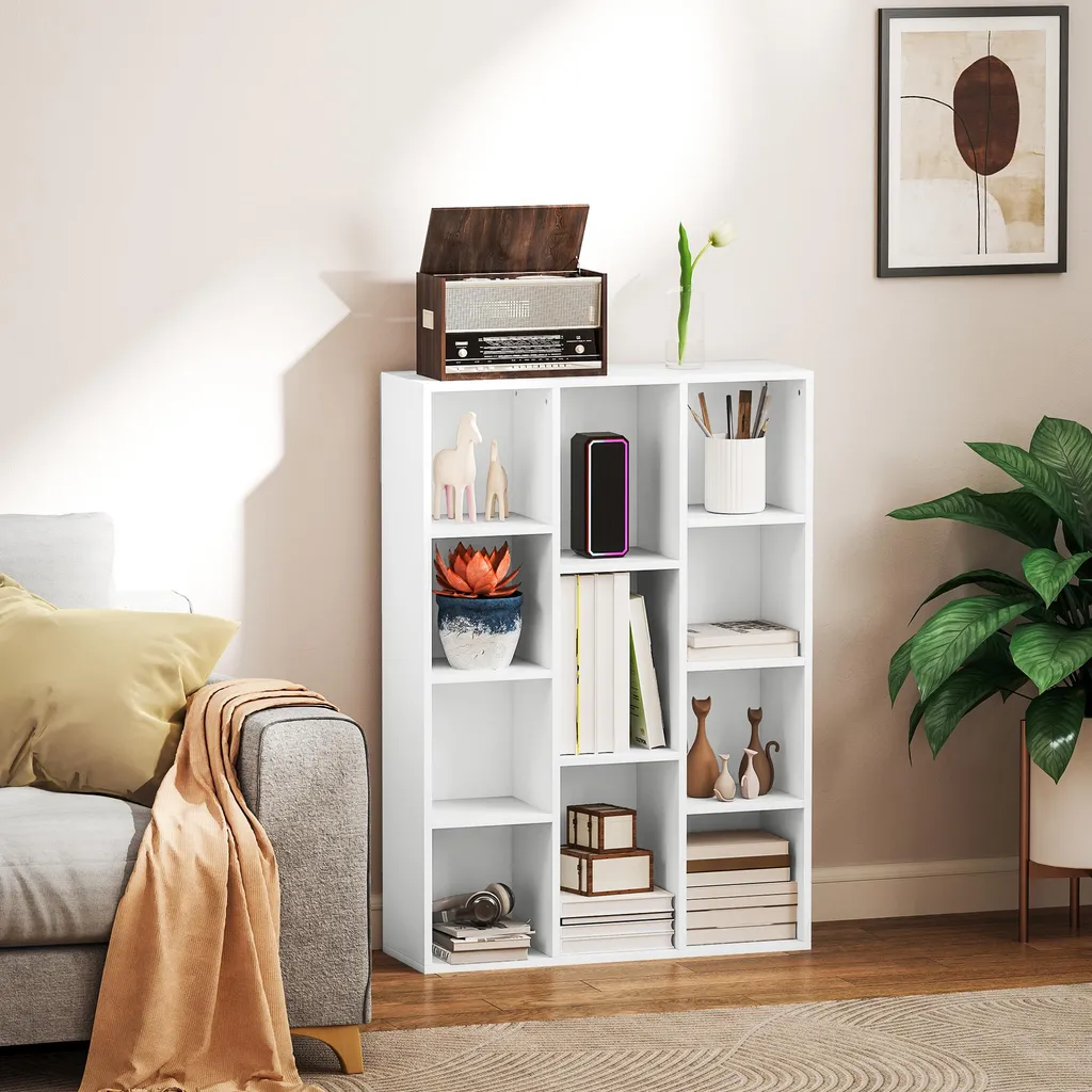 Étagère de rangement blanche 11 compartiments modulable 100x30x120 cm - 2