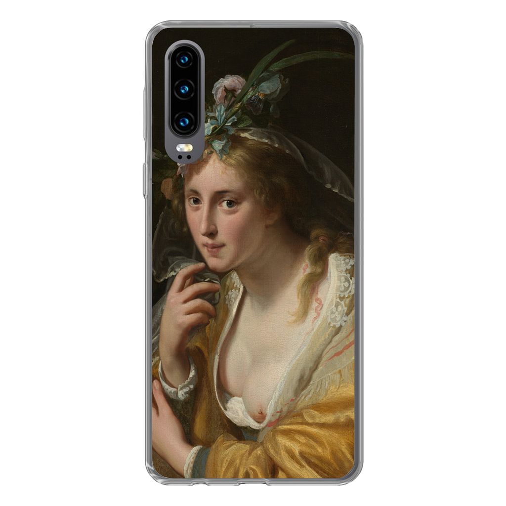 MuchoWow Handyhülle Schutzhülle Hülle für Huawei P30 Eine Hirtin - Gemälde von Paulus Moreelse Silikon Softcase Handy Hülle - Kartenbesitzer