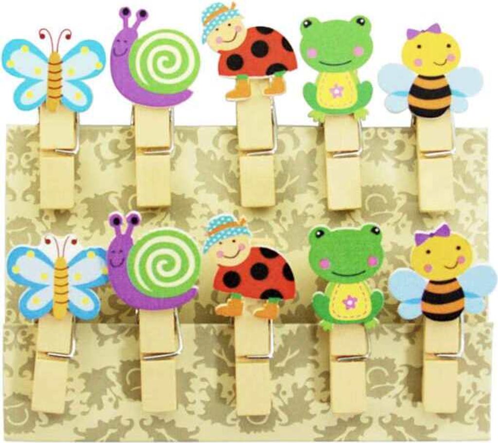 Oblique Unique 10 Mini Wäscheklammern Holz Miniklammern Deko Klammern - Tiere