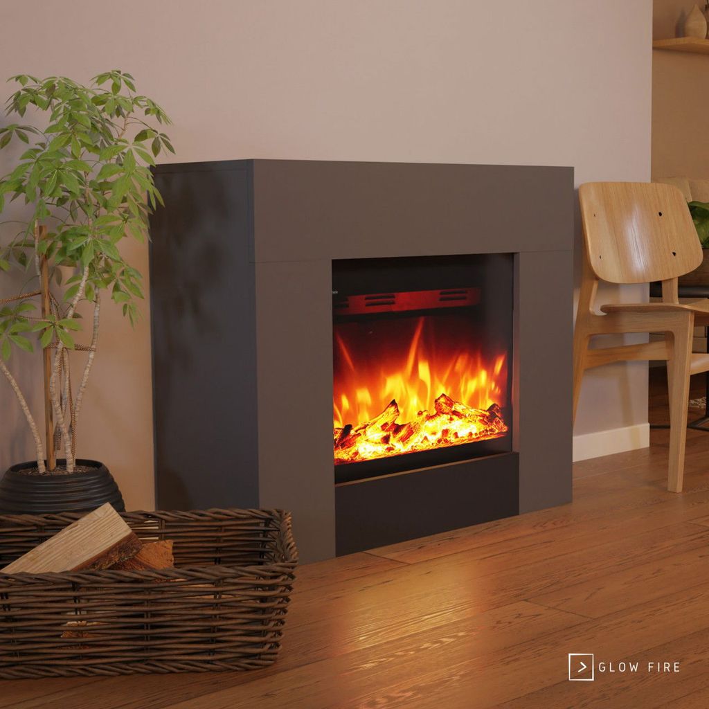Glow Fire Elektrokamin 'Metis' | LED Standkamin in schwarz mit Heizung (1500 W) | HxBxT: 82x98x35 cm
