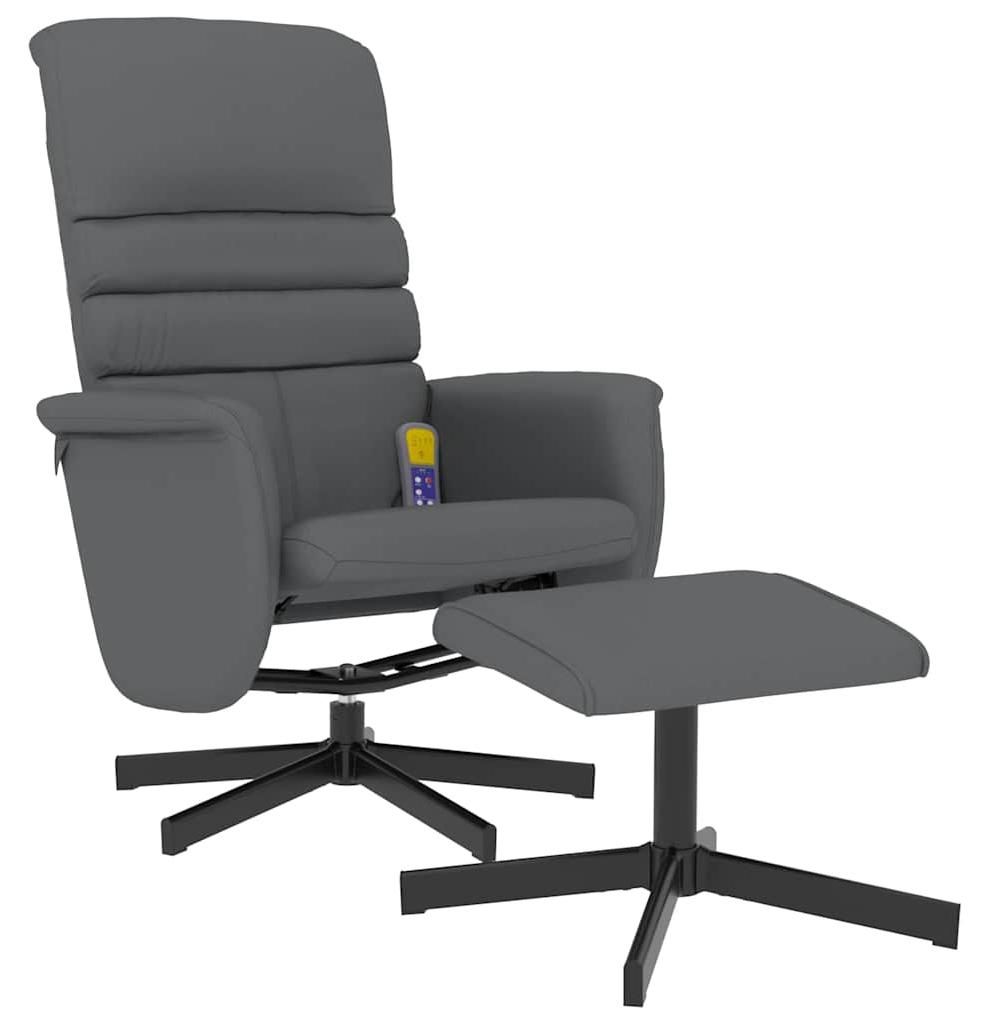 vidaXL Massagesessel mit Fußhocker Grau Kunstleder