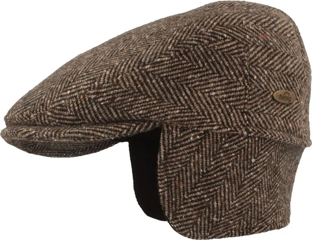 Casquette contre le froid à chevrons marron Fiebig avec cache-oreilles 59