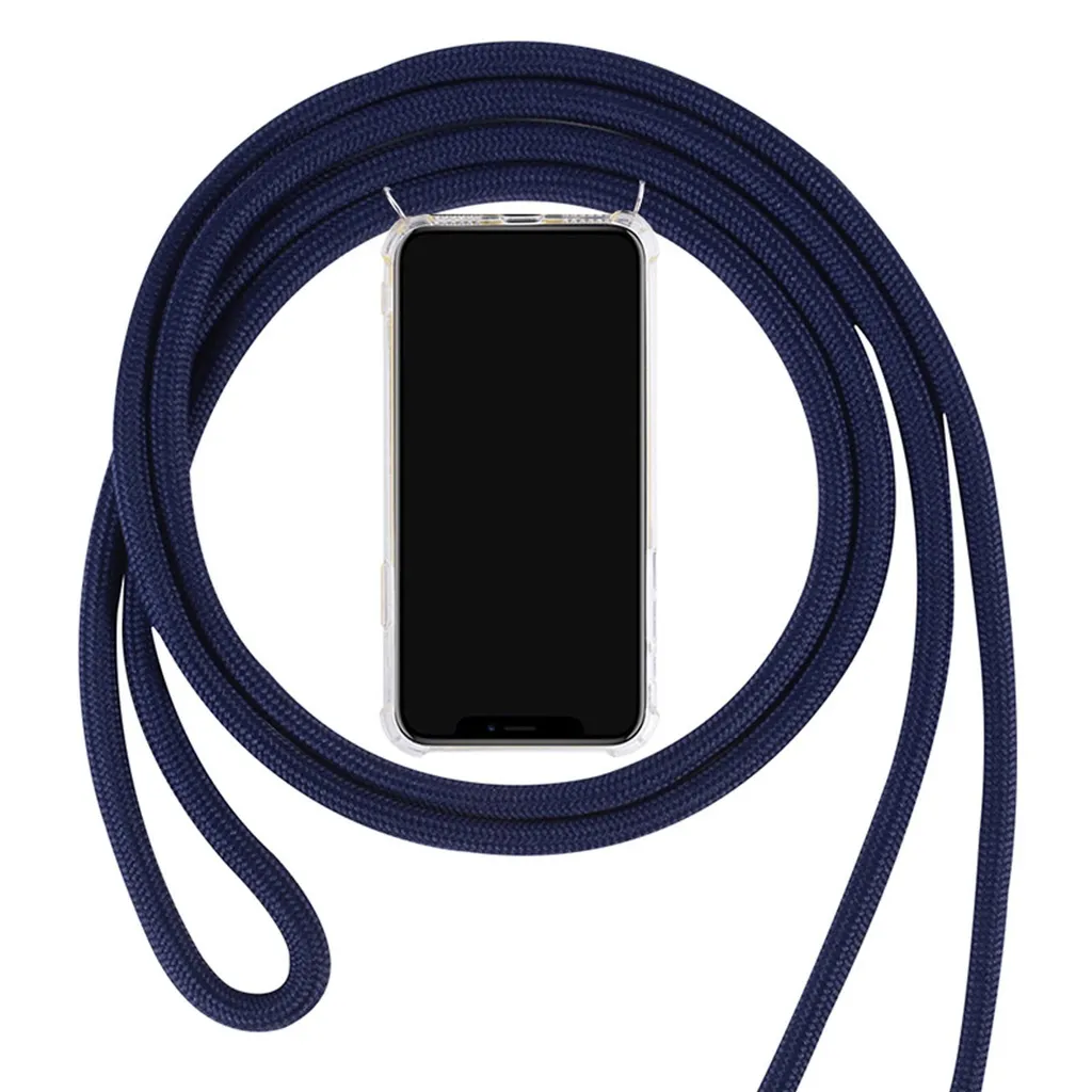 Custodia protettiva con catena per telefono cellulare per Apple iPhone 11 Pro 5,8 lunghezza regolabile pollici Custodia sottile Custodia per telefono cellulare all'aperto in TPU antiurto Protezione extra Leggero Blu - 2