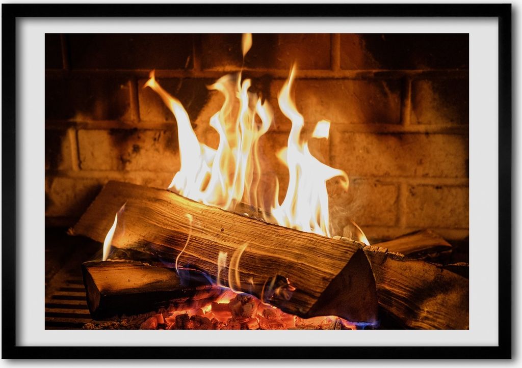 Bild - Bilderrahmen - 100 cm x 70 cm - MDF - Rahmen - Foto - Wandkunst Holz im Kamin