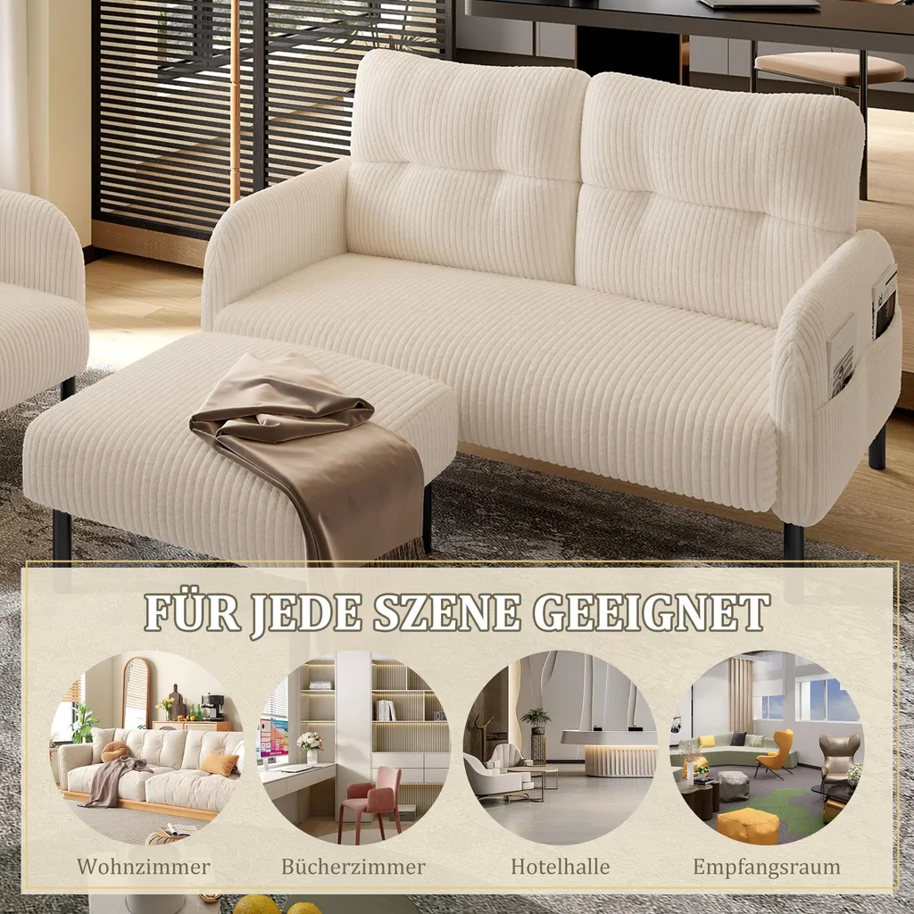 Optimisez votre Salon : Canapé Beige Modulable avec Poches de Rangement - 5