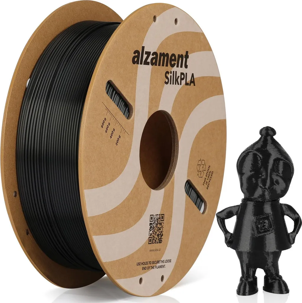 PLA Soie Noir Alzament 1kg pour Créations Artistiques et Maquettes Design