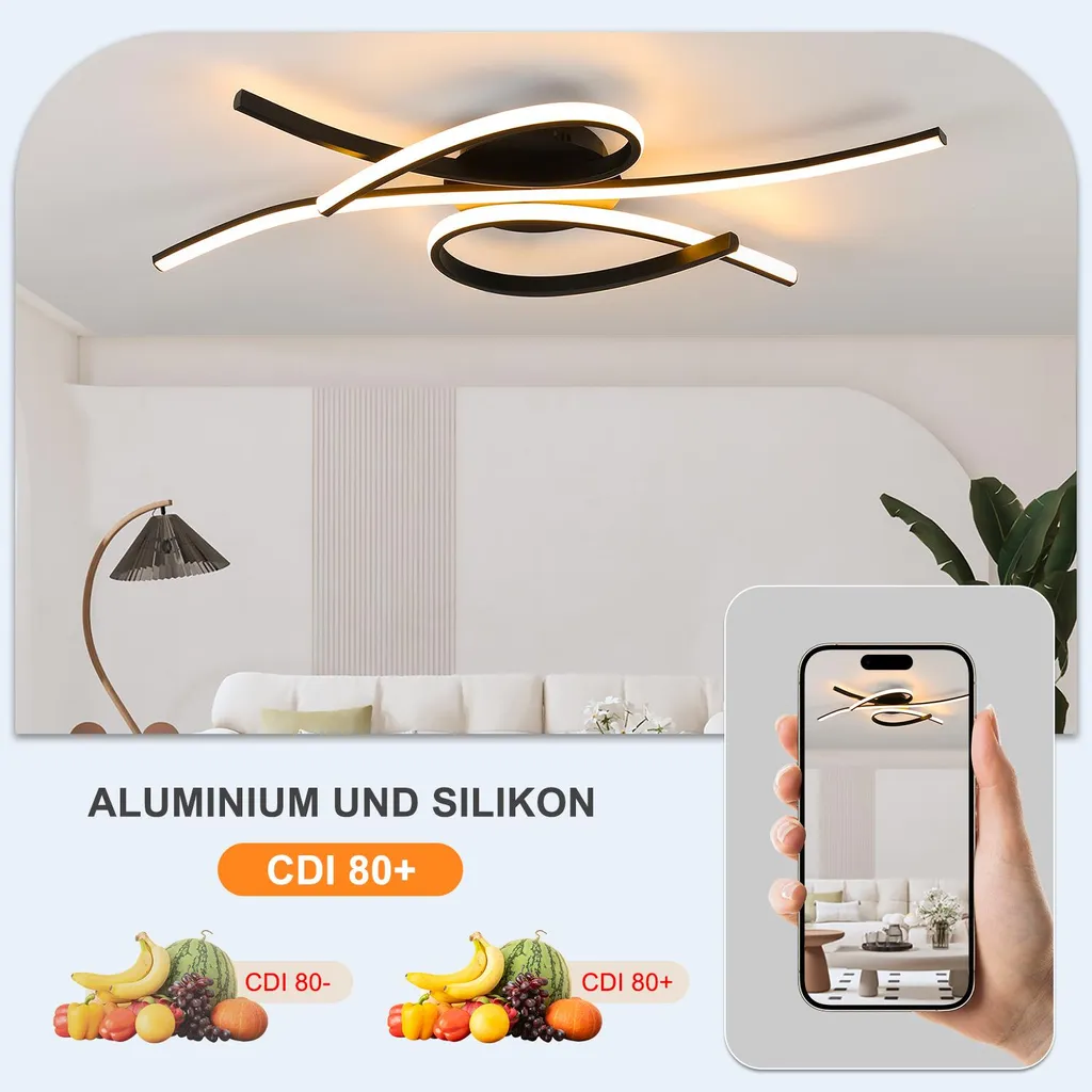 Plafonnier blanc modifiable 81cm dimmable avec sa télécommande sans fil - 3