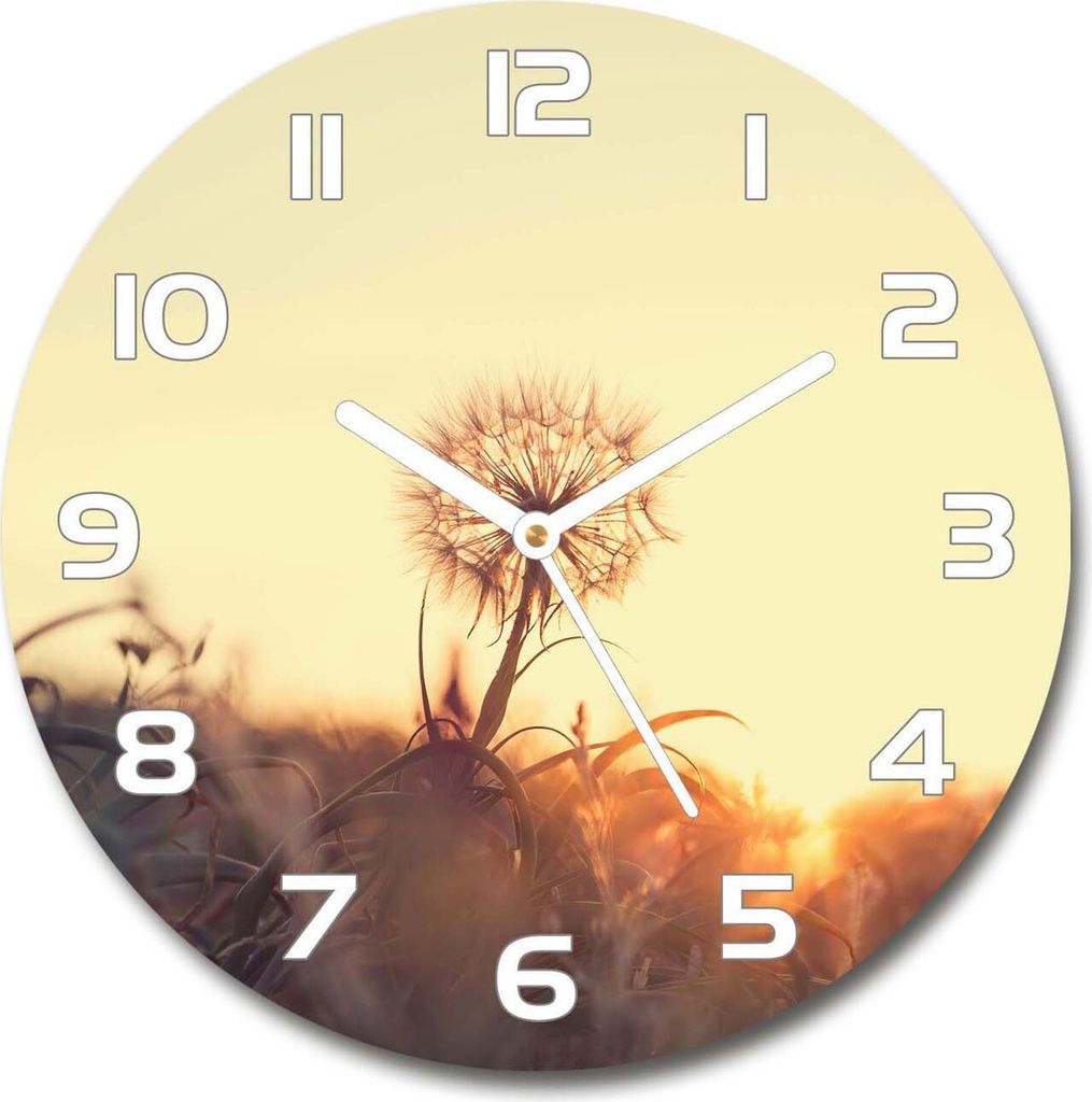 Wanduhr aus Glas 30fi Glasbild Glasuhr Gehärtetes Glas - weisse-zeiger - Dandelion