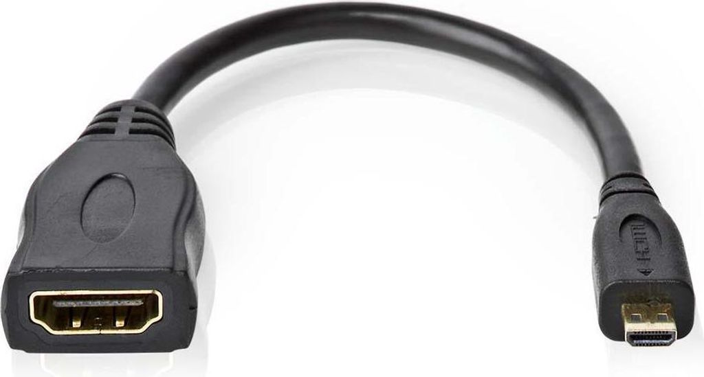Nedis High Speed HDMI Kabel mit Ethernet - HDMI Micro Stecker - HDMI Ausgang - 4K@30Hz - 10.2 Gbps - 0.20 m - Rund - PVC - Schwarz - Umschlag