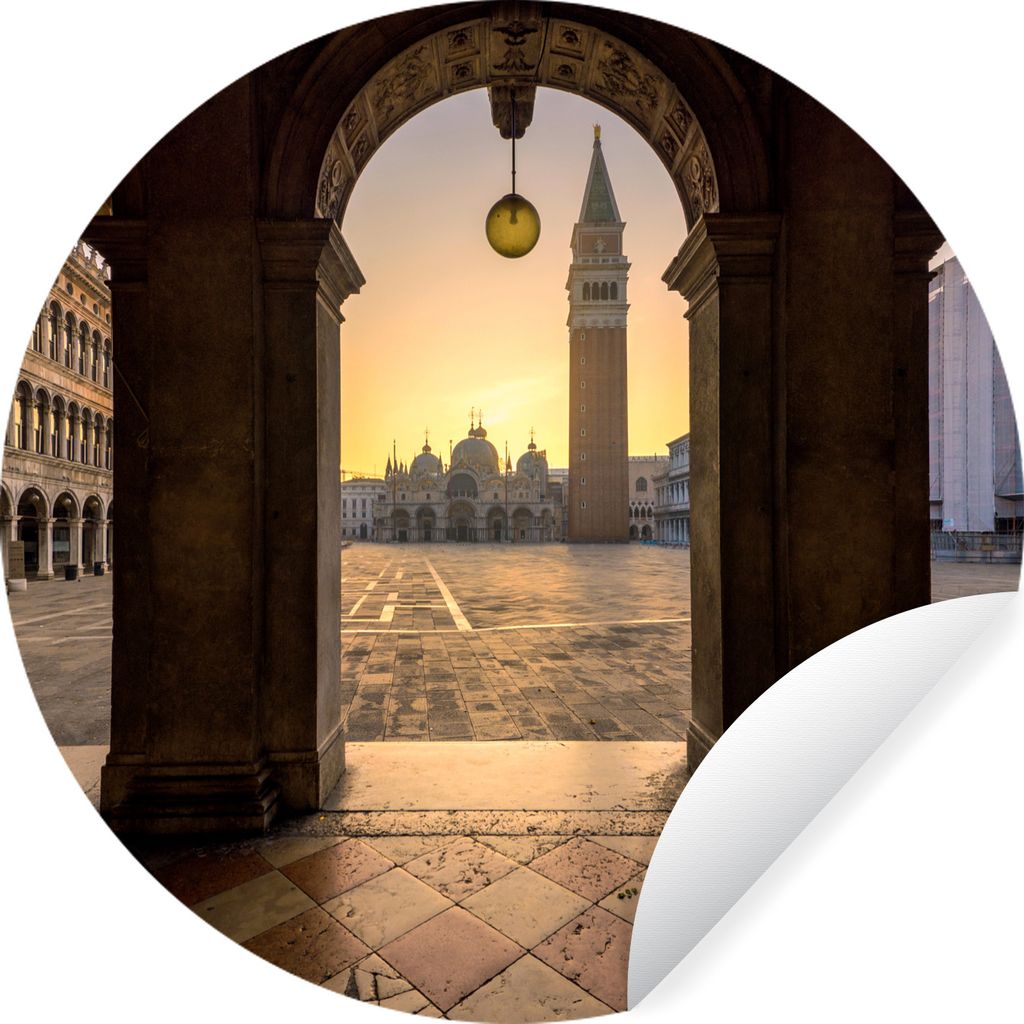 MuchoWow Runde Wandtattoo - Wandsticker Tapete Aufkleber Italien - Platz - San Marco Ø 50 cm Selbstklebend und Repositionierbar - Wandaufkleber ...