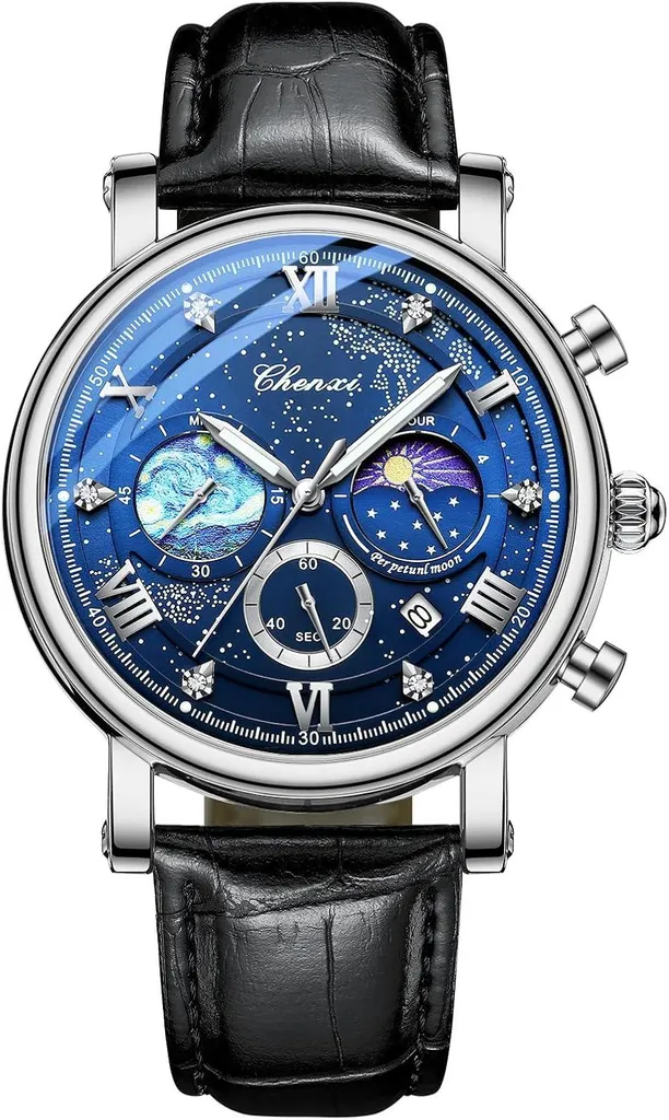 Orologio Artistico Uomo Van Gogh - Cronografo Pelle con Calendario
