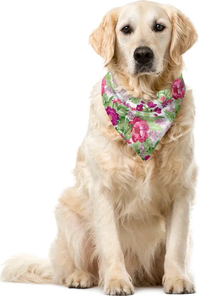 ABAKUHAUS Bandana Esotica Pet 55x55cm Hibiscus Monstera Lilla