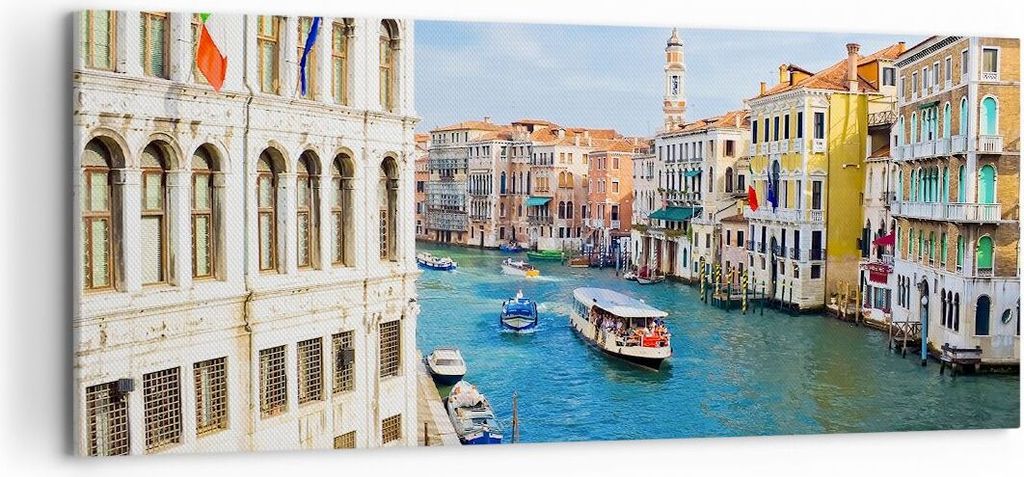 Bild auf Leinwand - Leinwandbild - Venedig Kanal Kreuzfahrt Gondel - 100x40cm - Wand Bild - Wanddeko - Leinwanddruck - Bilder - Kunstdruck - Leinwa...